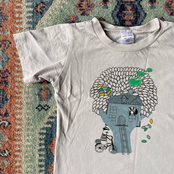 Broken Tricycle organic cotton tee shirt for kids toddler 3T treehouse badger - Picture 2 of 11